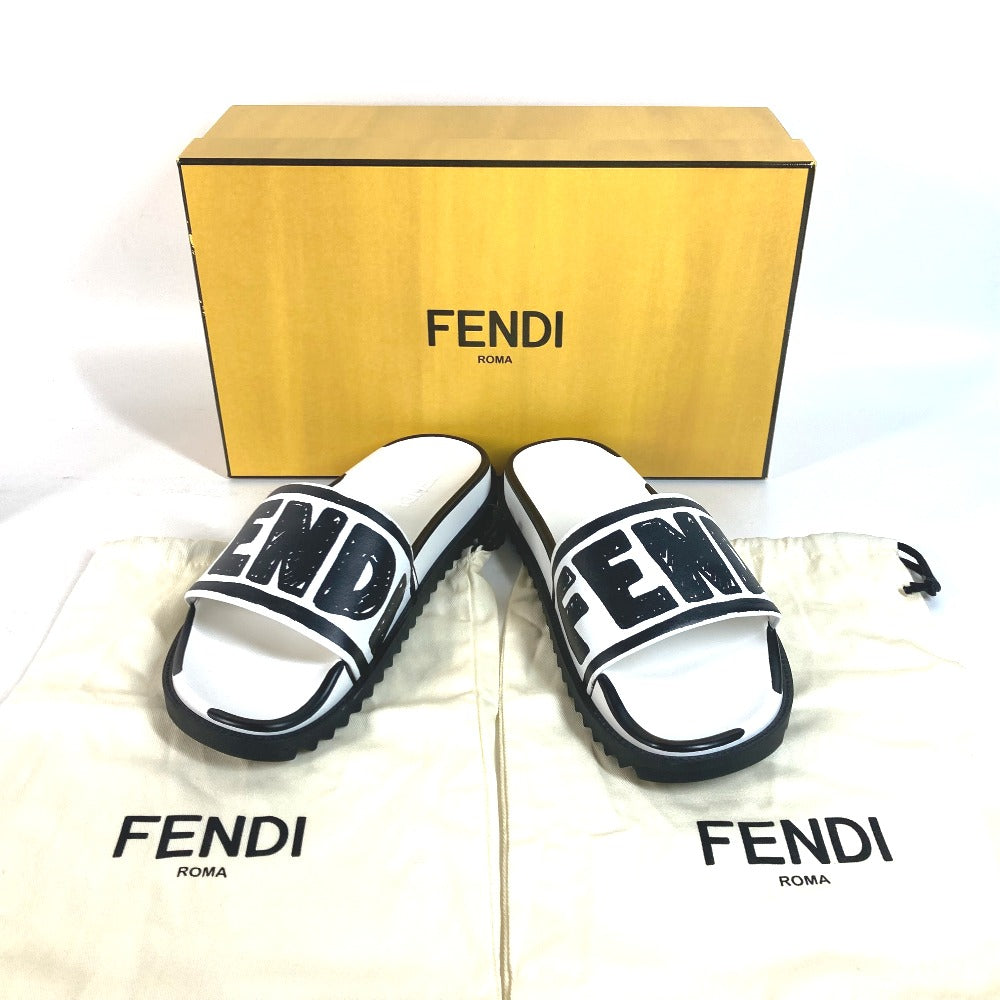 FENDI Sandals 7X1176 Leather, Rubber white Joshua Vides Collaboration logo mens 7 Used Authentic