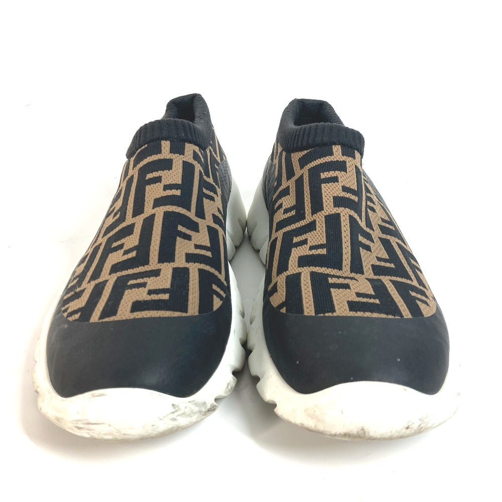 FENDI sneakers 7E1254 Canvas, Leather Brown Zucca Slip-ons Women 8 Used Authentic