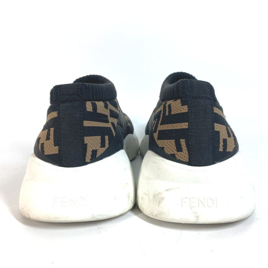 FENDI sneakers 7E1254 Canvas, Leather Brown Zucca Slip-ons Women 8 Used Authentic