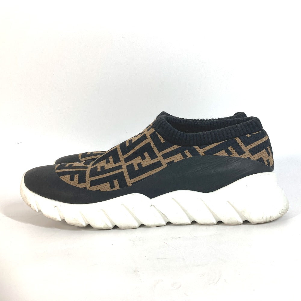 FENDI sneakers 7E1254 Canvas, Leather Brown Zucca Slip-ons Women 8 Used Authentic