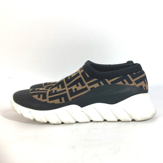 FENDI sneakers 7E1254 Canvas, Leather Brown Zucca Slip-ons Women 8 Used Authentic