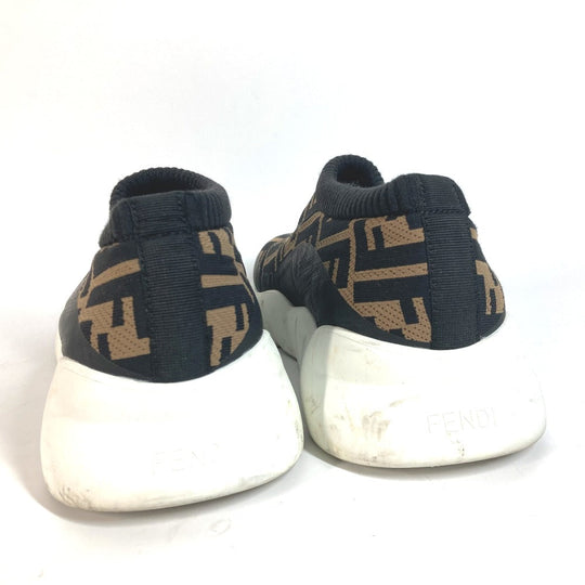 FENDI sneakers 7E1254 Canvas, Leather Brown Zucca Slip-ons Women 8 Used Authentic