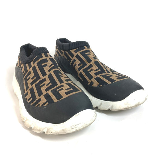 FENDI sneakers 7E1254 Canvas, Leather Brown Zucca Slip-ons Women 8 Used Authentic