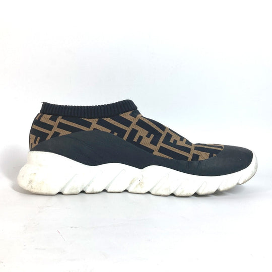 FENDI sneakers 7E1254 Canvas, Leather Brown Zucca Slip-ons Women 8 Used Authentic