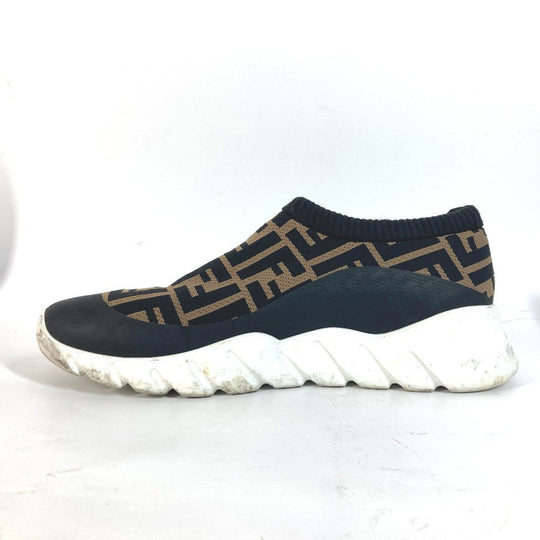 FENDI sneakers 7E1254 Canvas, Leather Brown Zucca Slip-ons Women 8 Used Authentic