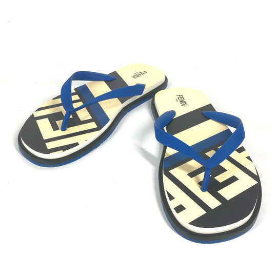 FENDI Sandals 7Y1360 rubber blue Shoes shoes logo mens 8 Used Authentic