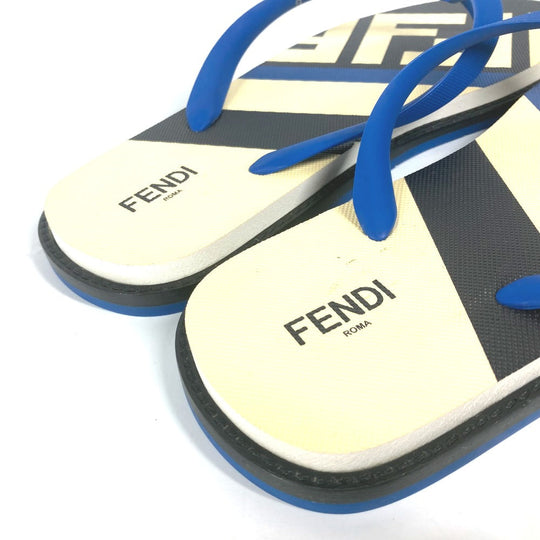 FENDI Sandals 7Y1360 rubber blue Shoes shoes logo mens 8 Used Authentic
