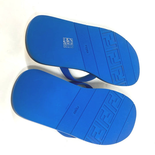 FENDI Sandals 7Y1360 rubber blue Shoes shoes logo mens 8 Used Authentic