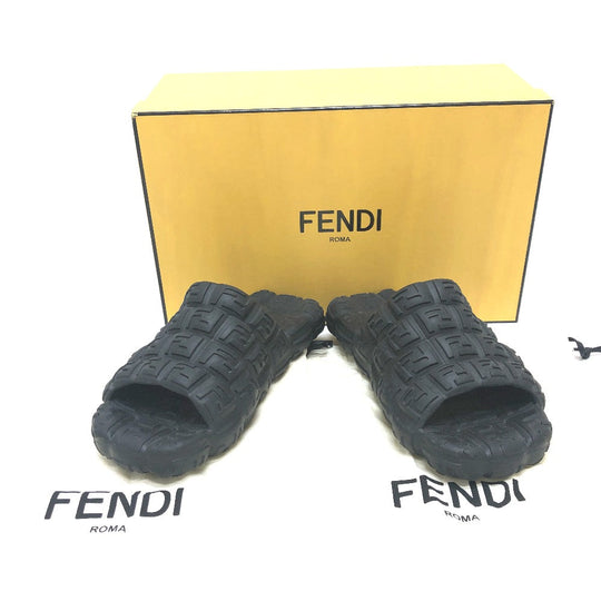 FENDI Sandals 7X1573 rubber black mens 8 Used Authentic