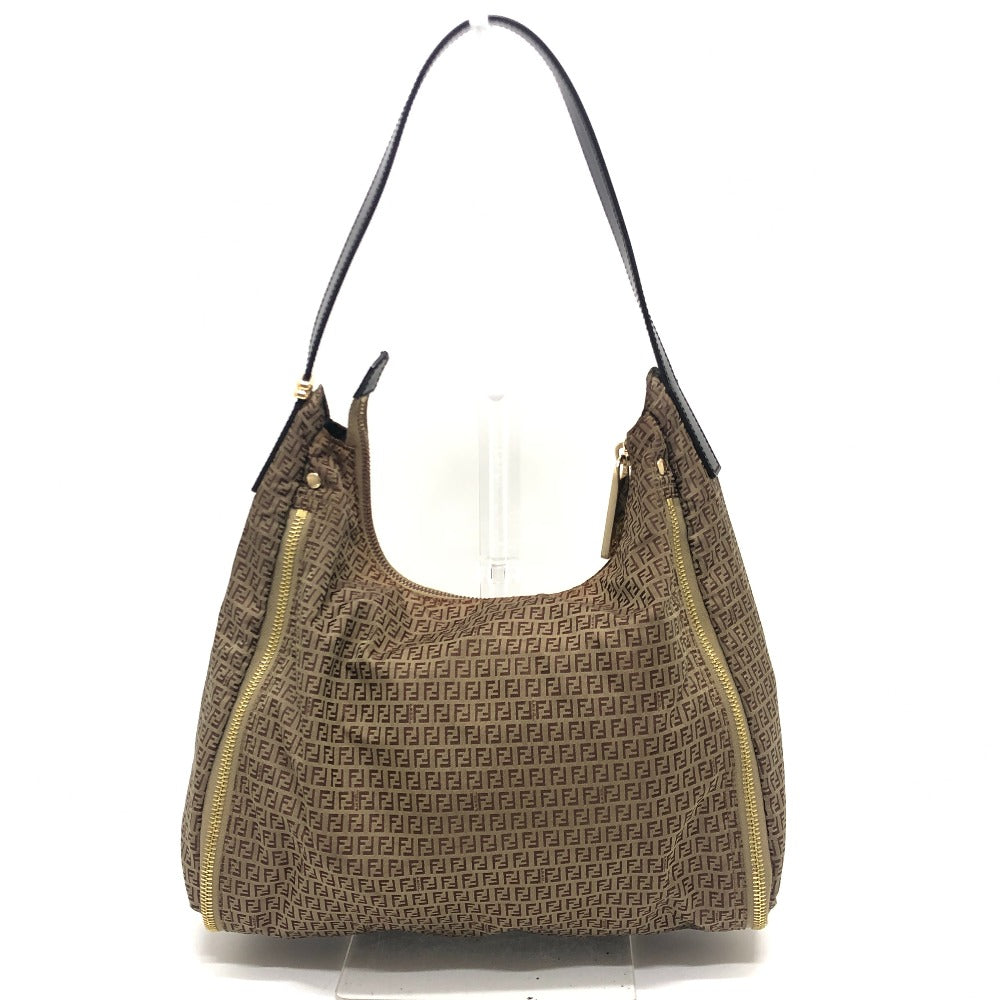 FENDI Shoulder Bag 8BR633 canvas beige Zucca Pattern Women Used Authentic
