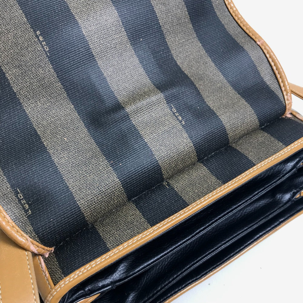 FENDI Shoulder Bag PVC / Leather Brown x black vintage Pecan