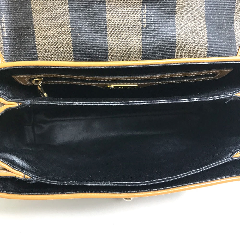 FENDI Shoulder Bag PVC / Leather Brown x black vintage Pecan