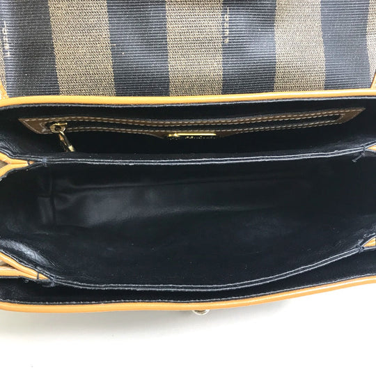 FENDI Shoulder Bag PVC / Leather Brown x black vintage Pecan