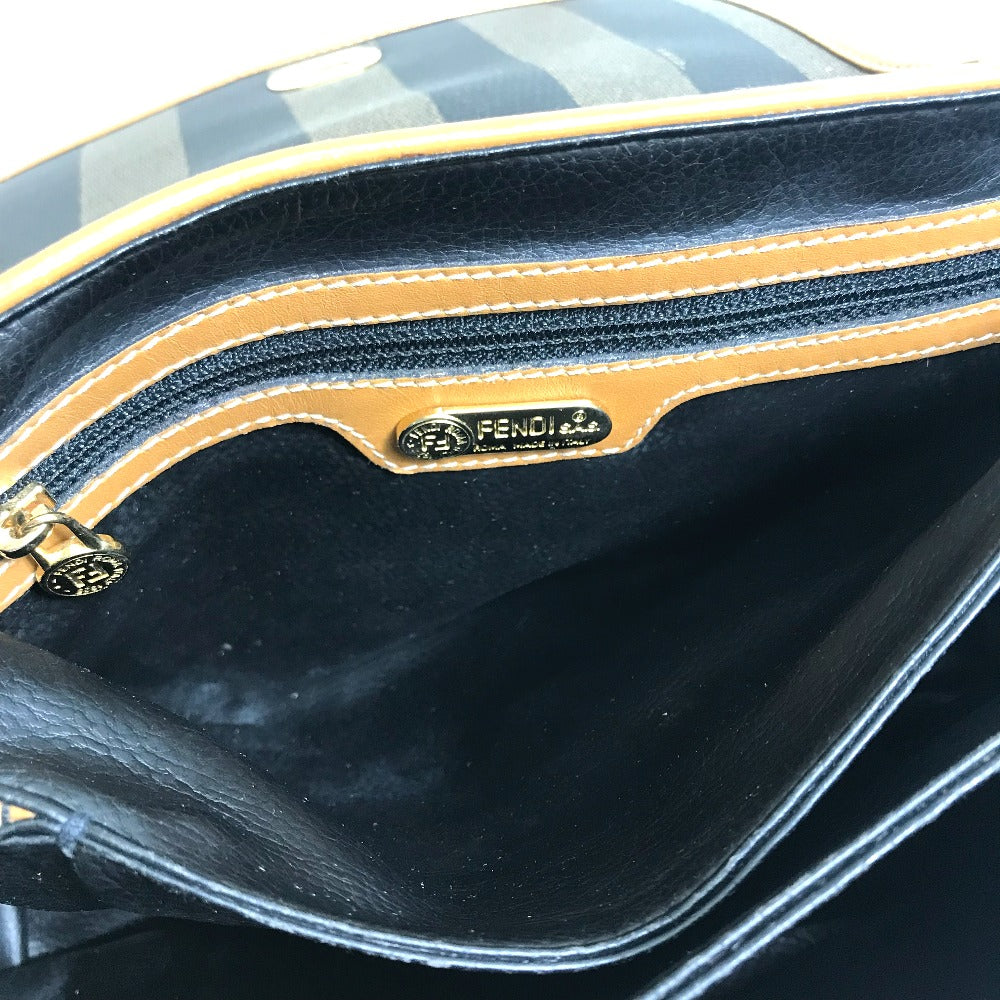 FENDI Shoulder Bag PVC / Leather Brown x black vintage Pecan