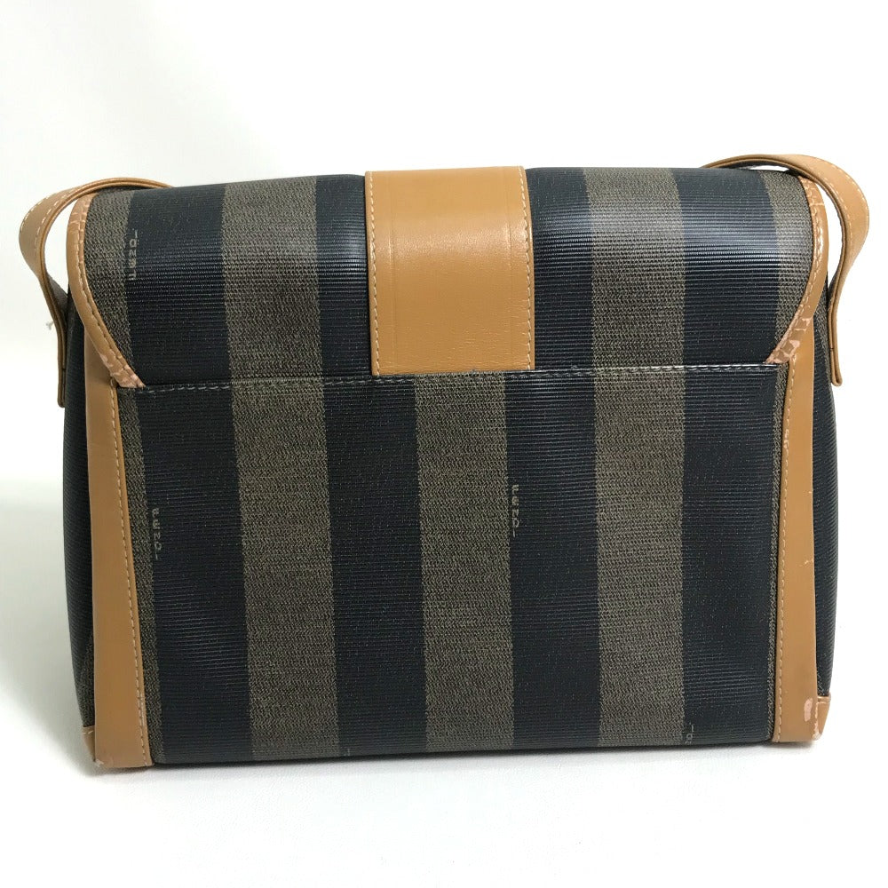 FENDI Shoulder Bag PVC / Leather Brown x black vintage Pecan