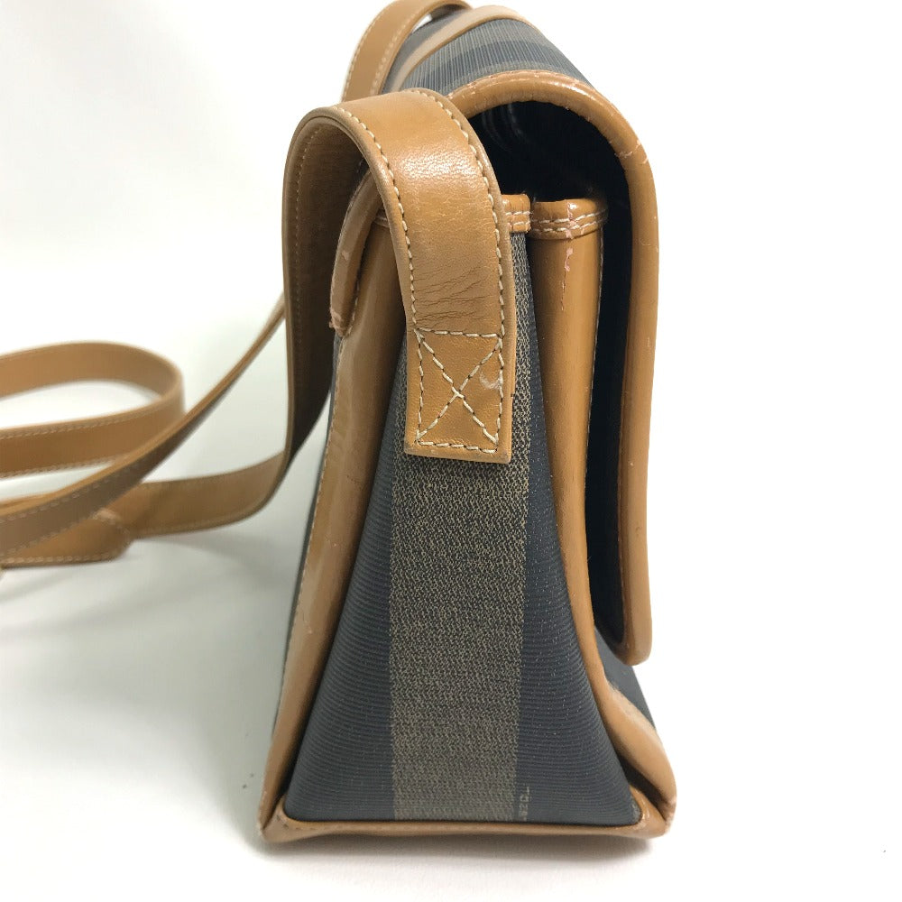 FENDI Shoulder Bag PVC / Leather Brown x black vintage Pecan
