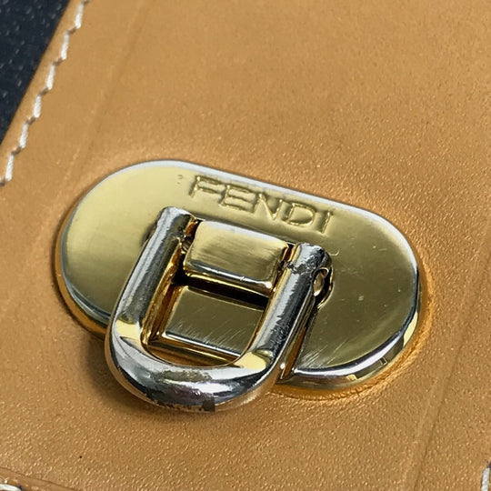 FENDI Shoulder Bag PVC / Leather Brown x black vintage Pecan