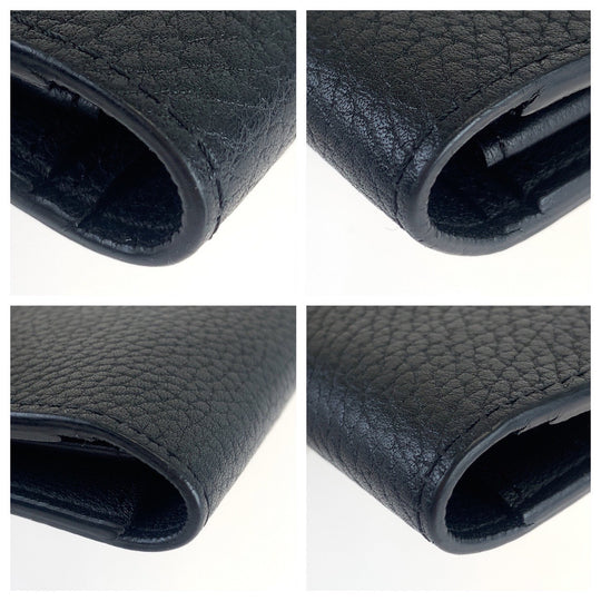 LOUIS VUITTON Long Wallet Purse M58192 leather Noir black black Long Wallet Purse Long wallet billfold Taurillon Clemence Leather Portefeuille Braza mens Used Authentic