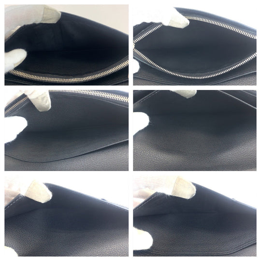 LOUIS VUITTON Long Wallet Purse M58192 leather Noir black black Long Wallet Purse Long wallet billfold Taurillon Clemence Leather Portefeuille Braza mens Used Authentic