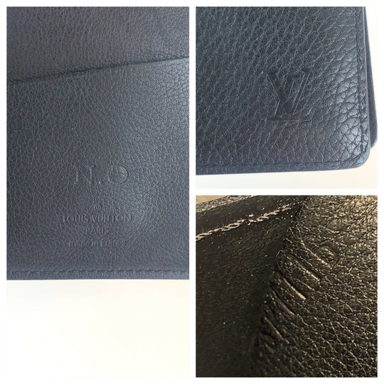 LOUIS VUITTON Long Wallet Purse M58192 leather Noir black black Long Wallet Purse Long wallet billfold Taurillon Clemence Leather Portefeuille Braza mens Used Authentic