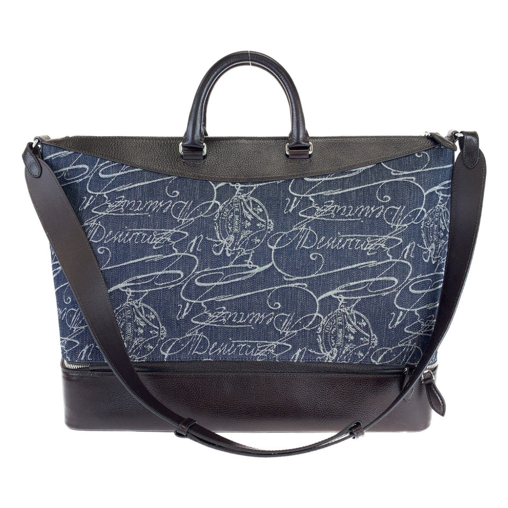 Berluti Boston Duffel bag Leather, Denim Navy brown Boston Duffel bag Shoulder Bag 2way Viaggio denim mens Used Authentic