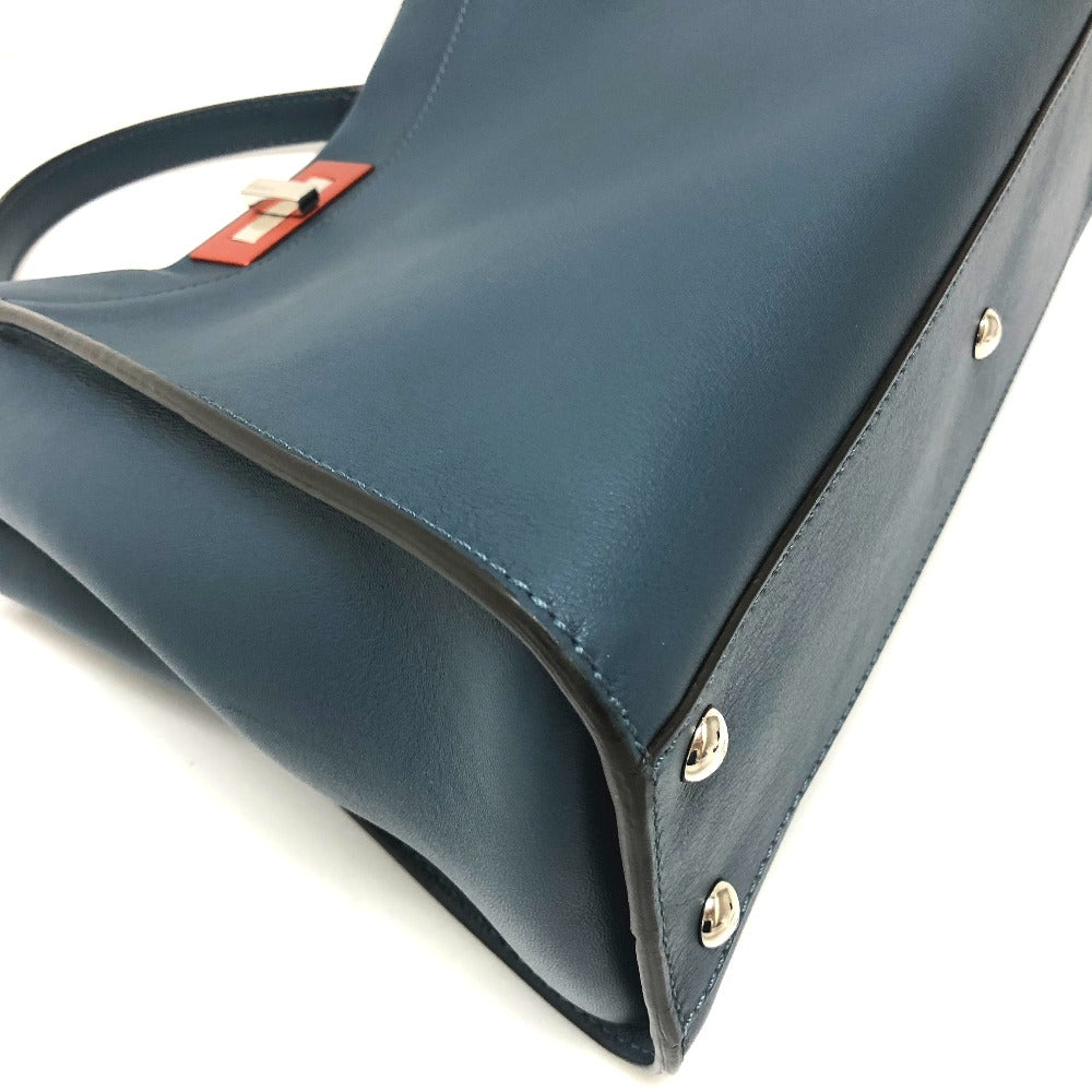 FENDI Handbag 8BN290 leather blue Peek-a-boo regular Women Used Authentic