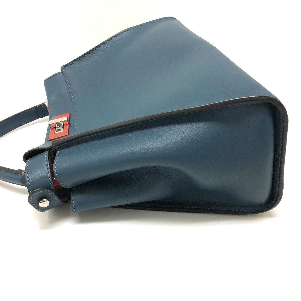 FENDI Handbag 8BN290 leather blue Peek-a-boo regular Women Used Authentic