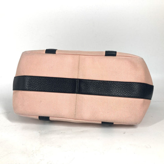 BVLGARI Shoulder Bag Canvas / leather Pink beige type logo metal plate Women Used Authentic