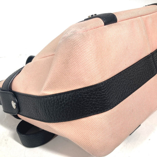 BVLGARI Shoulder Bag Canvas / leather Pink beige type logo metal plate Women Used Authentic