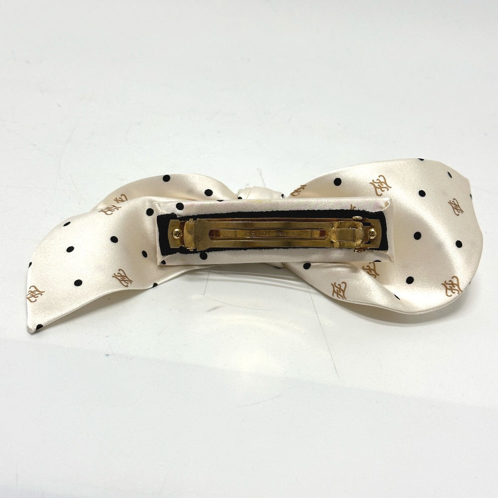 FENDI Valletta silk beige Polka dot logo ribbon Women Used Authentic