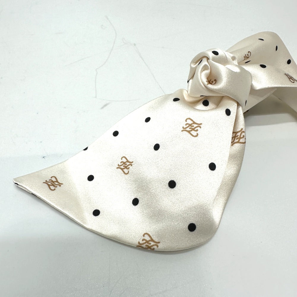FENDI Valletta silk beige Polka dot logo ribbon Women Used Authentic