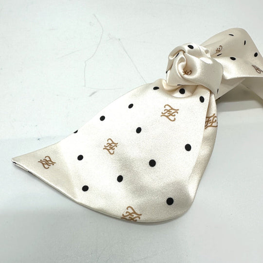 FENDI Valletta silk beige Polka dot logo ribbon Women Used Authentic