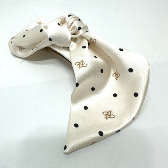 FENDI Valletta silk beige Polka dot logo ribbon Women Used Authentic
