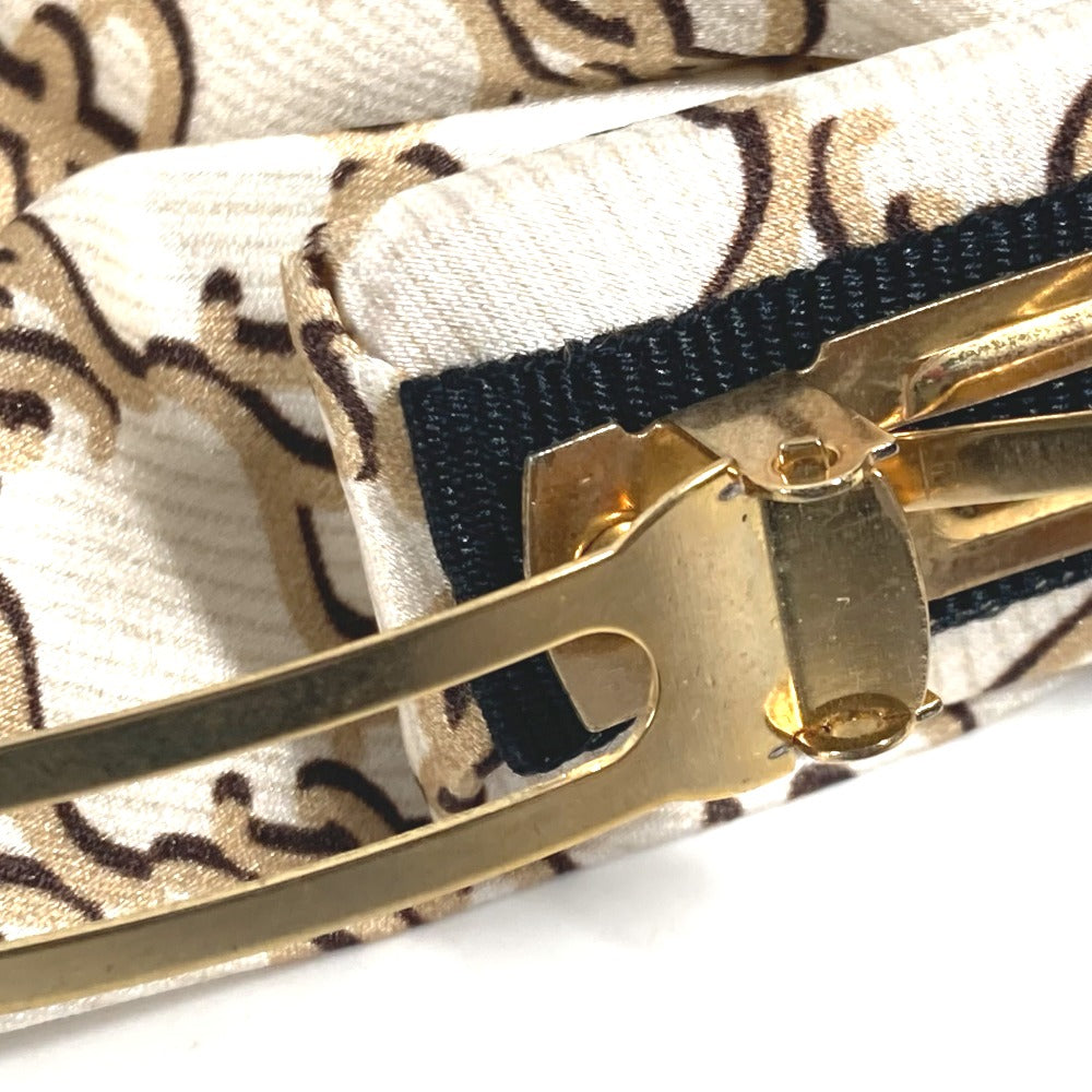 FENDI Valletta silk beige logo ribbon Women Used Authentic