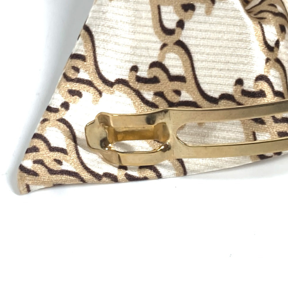 FENDI Valletta silk beige logo ribbon Women Used Authentic
