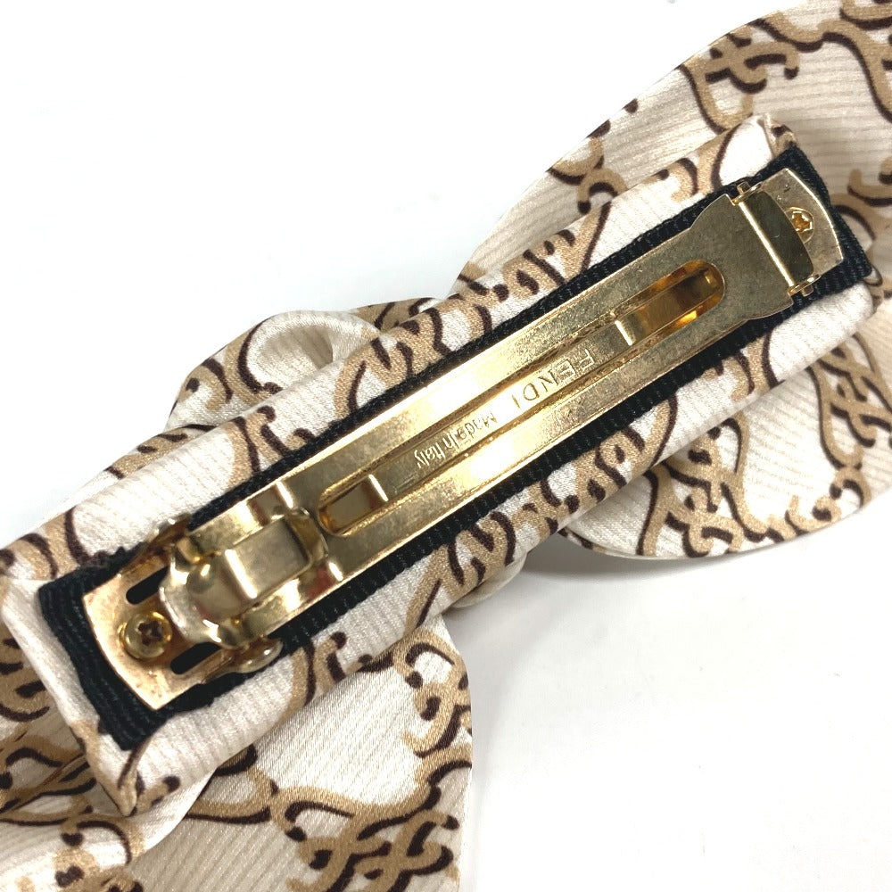 FENDI Valletta silk beige logo ribbon Women Used Authentic