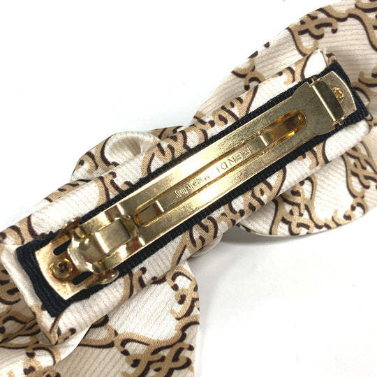 FENDI Valletta silk beige logo ribbon Women Used Authentic