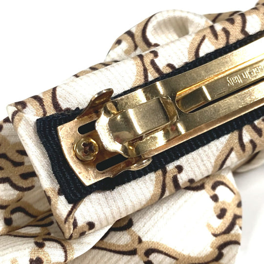 FENDI Valletta silk beige logo ribbon Women Used Authentic
