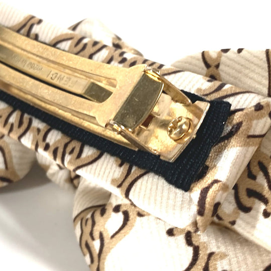 FENDI Valletta silk beige logo ribbon Women Used Authentic