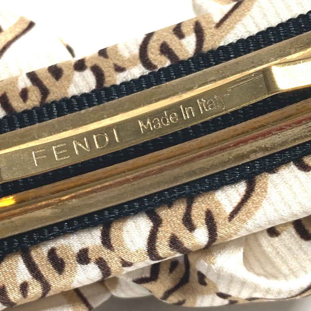 FENDI Valletta silk beige logo ribbon Women Used Authentic