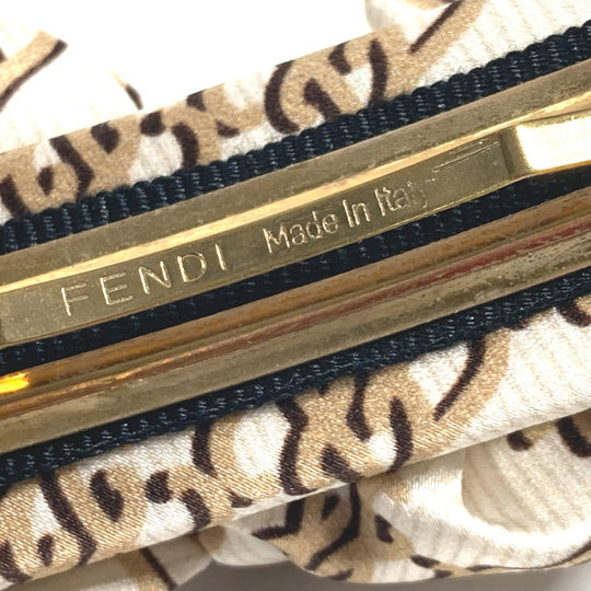 FENDI Valletta silk beige logo ribbon Women Used Authentic