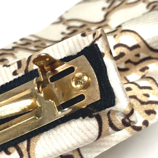 FENDI Valletta silk beige logo ribbon Women Used Authentic