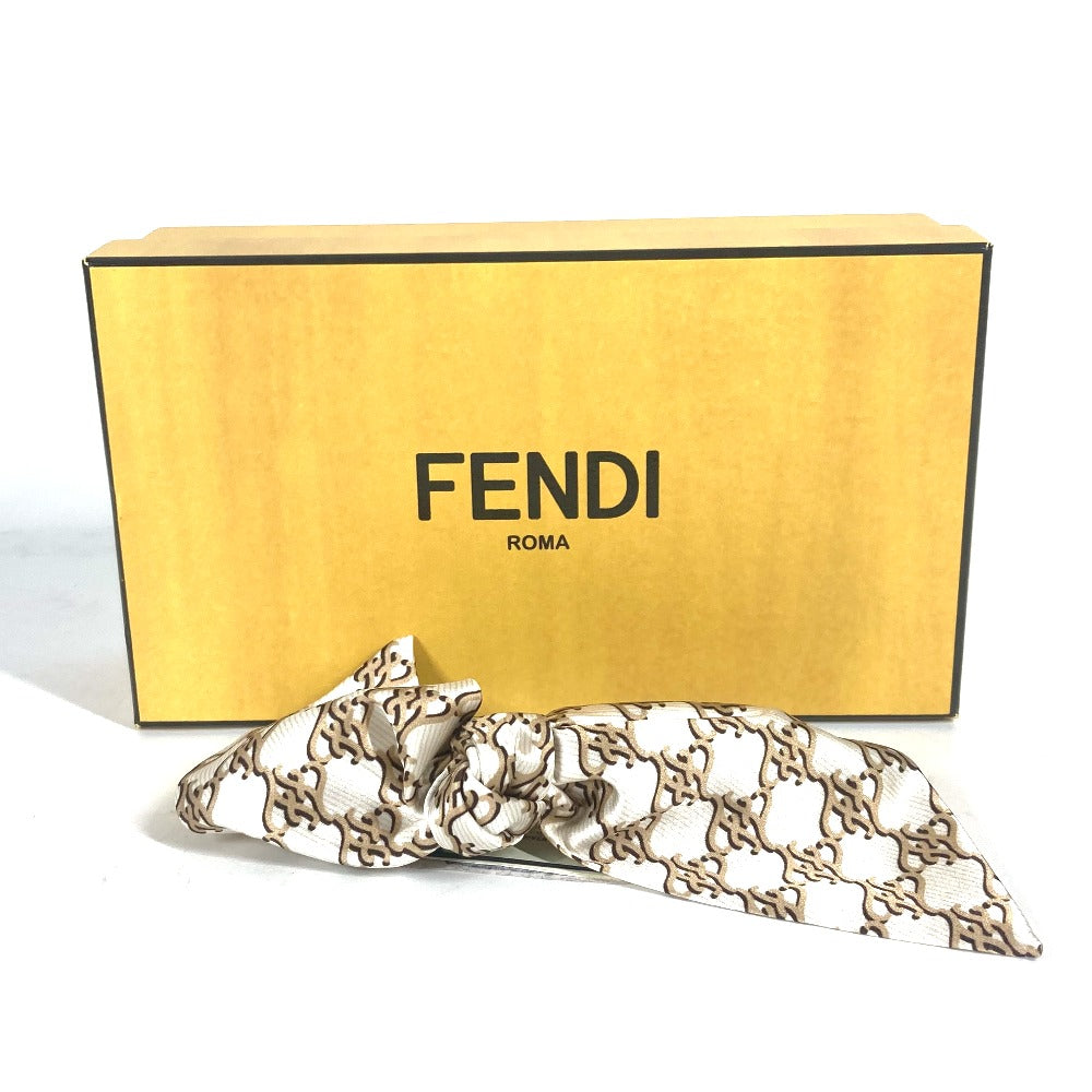 FENDI Valletta FXT114 silk beige logo ribbon Women Used Authentic