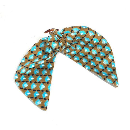 FENDI Valletta silk Brown logo hair clip Women Used Authentic