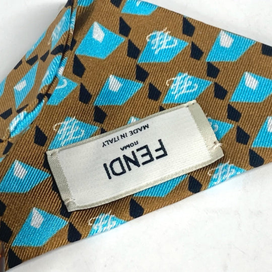 FENDI Valletta silk Brown logo hair clip Women Used Authentic