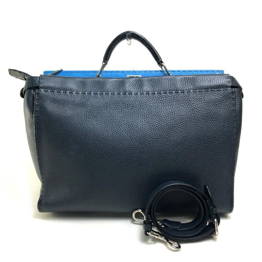 FENDI Business bag 7VA388 leather Navy x blue Celeria Peekaboo mens Used Authentic