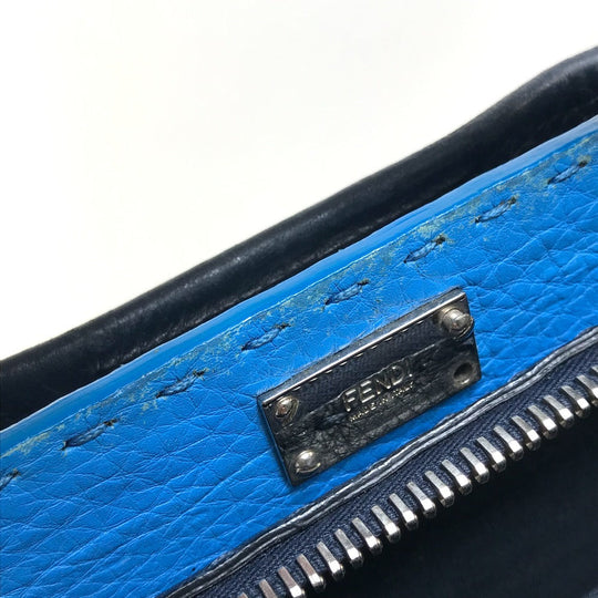 FENDI Business bag 7VA388 leather Navy x blue Celeria Peekaboo mens Used Authentic
