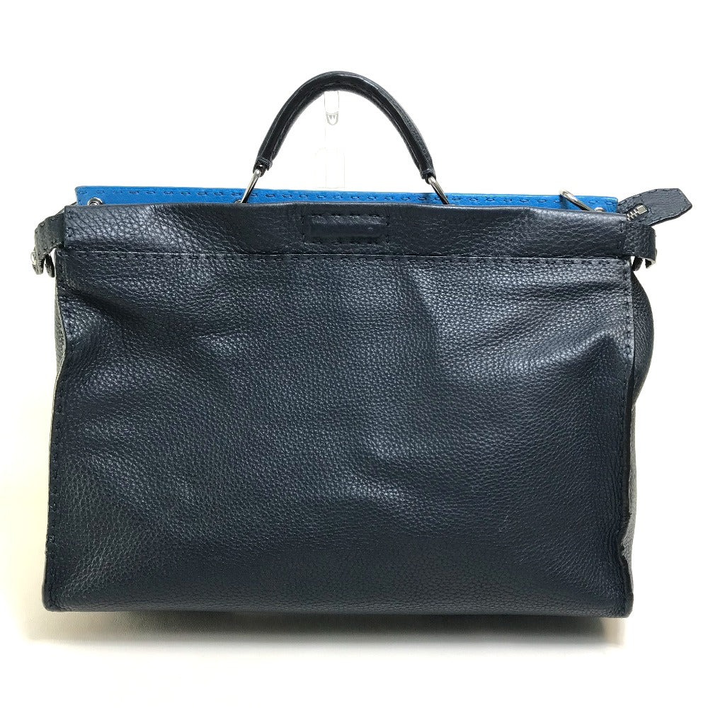 FENDI Business bag 7VA388 leather Navy x blue Celeria Peekaboo mens Used Authentic