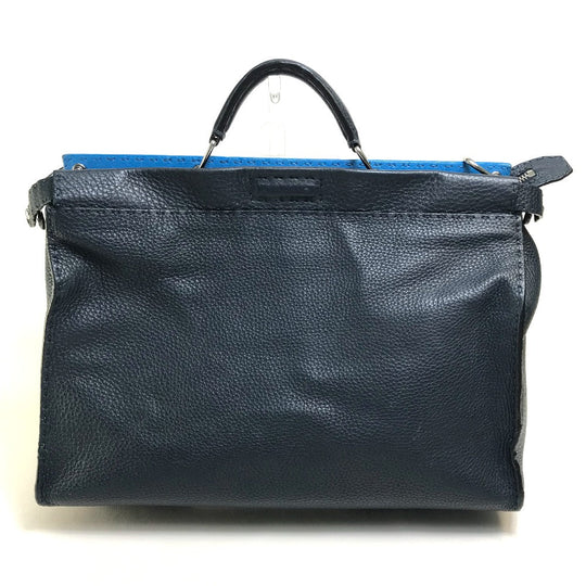 FENDI Business bag 7VA388 leather Navy x blue Celeria Peekaboo mens Used Authentic