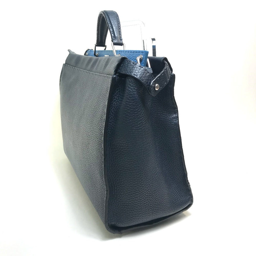 FENDI Business bag 7VA388 leather Navy x blue Celeria Peekaboo mens Used Authentic
